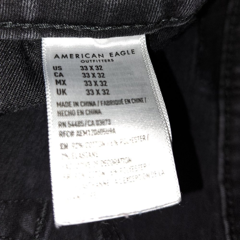 American Eagle Distressed Men's Black Next Level Flex Jeans size 33x32 - Picture 6 of 7